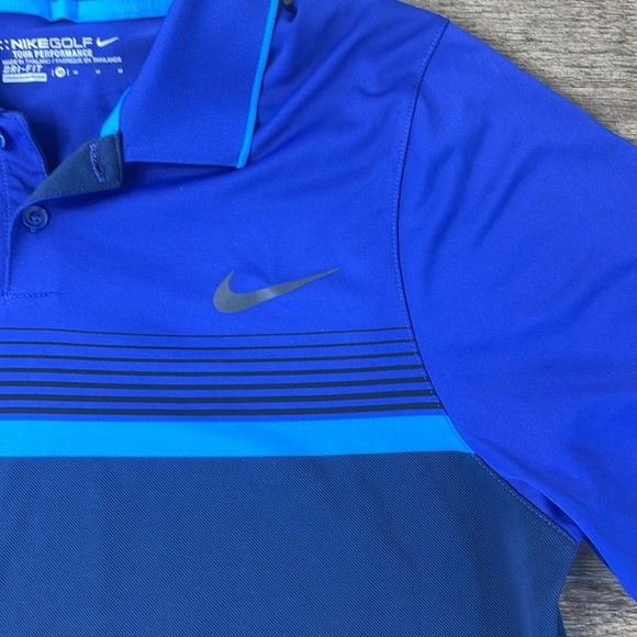 Nike Golf Tour Performance Men’s Short Sleeve Polo Shirt, Navy Striped, size Med - Picture 3 of 8